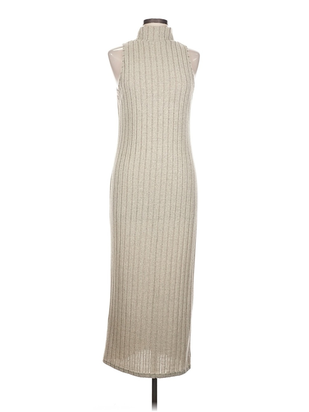 Sleeveless Ribbed Maxi Dress Size 12 in Oatmeal Beige